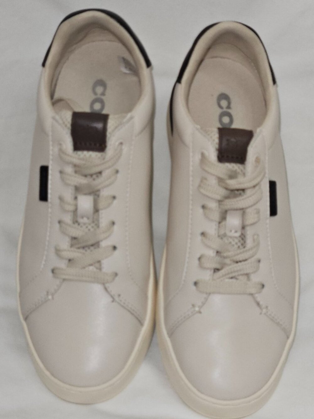 Coach Mens Cream Leather Clip Court Low Top Sneakers Shoes G5026 Size 8D
